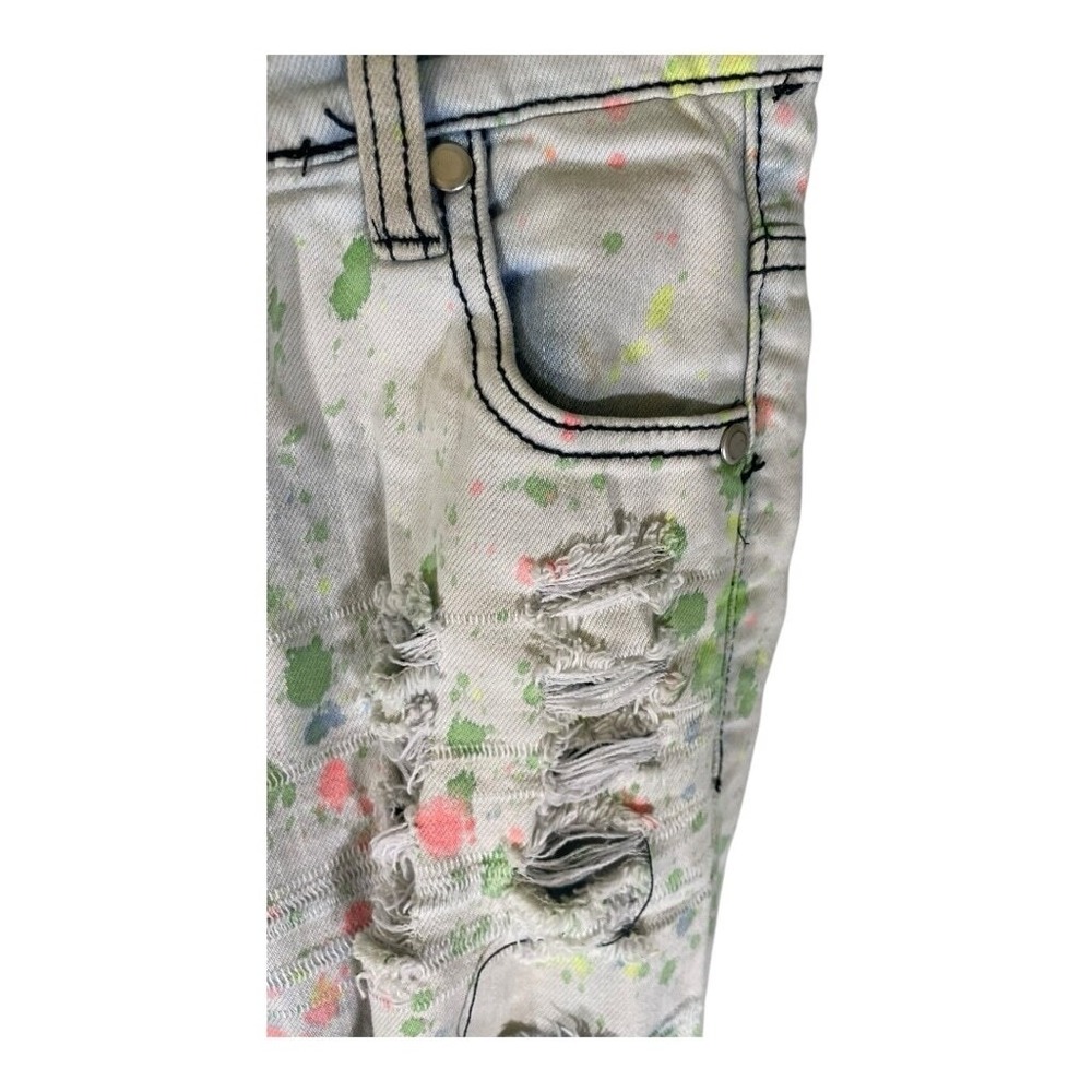 Thrill Jeans Girls Distressed Shredded Trendy Size 8 Unique Cool Paint Splatter - Picture 8 of 11